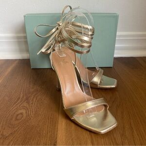 Brother Vellies
Women's Lijadu Strappy Sandal Heels Gold 6‎